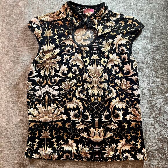 Karee top in women’s size black tan sleeveless blouse VTG 90s y2k - Picture 3 of 6